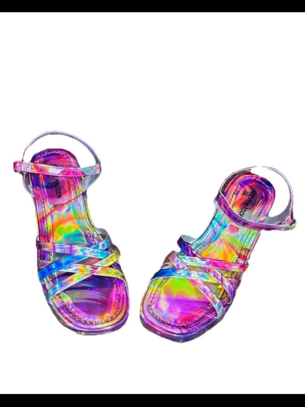 Steve Madden Holographic Crazy Wedge Sandals Girls Size 3